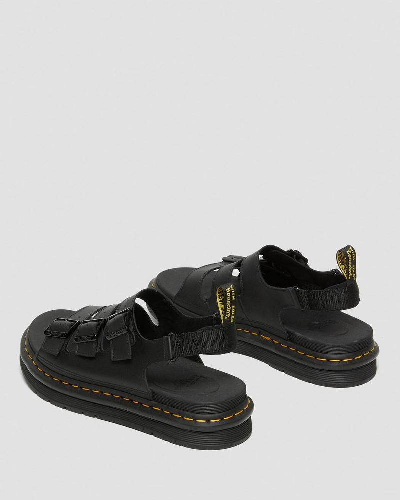 Sandalias Con Tiras Dr Martens Soloman Men's Cuero Hombre Negros | MX 165RVD